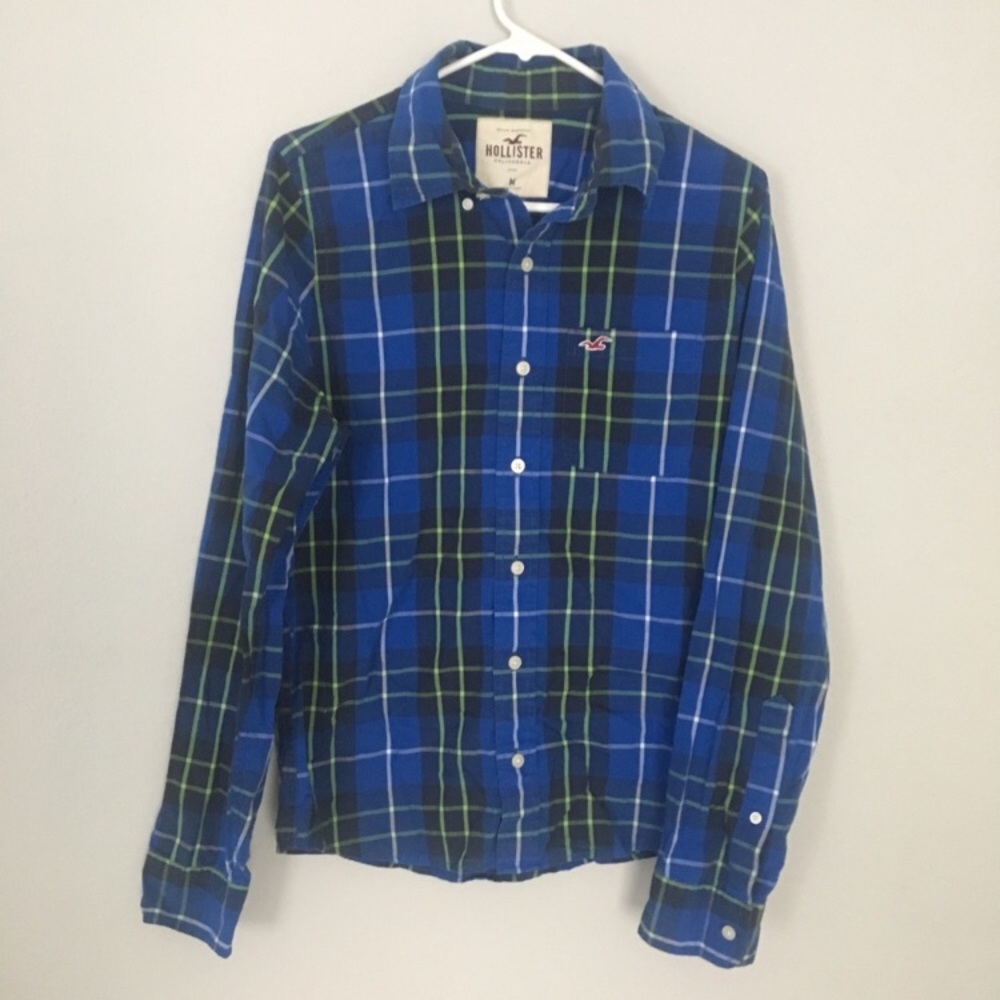 Hollister Men's Blue Plaid Button Down